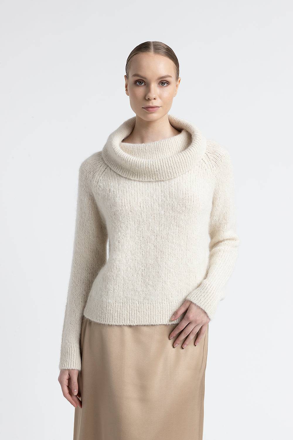 Peserico Maglia con spalle scoperte in lana d'alpaca e merino