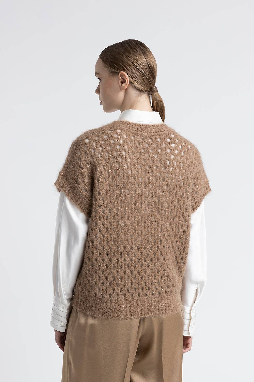 Peserico Gilet scollo a V in alpaca, mohair e lurex Affare Del Giorno