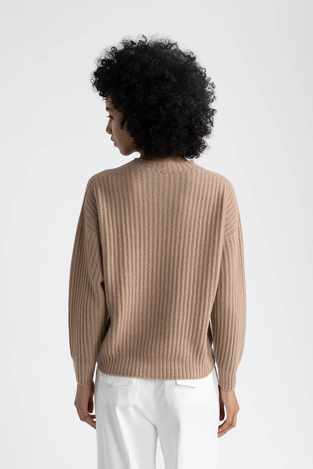 Peserico Maglia girocollo in lana, seta e cashmere con lurex Nuova