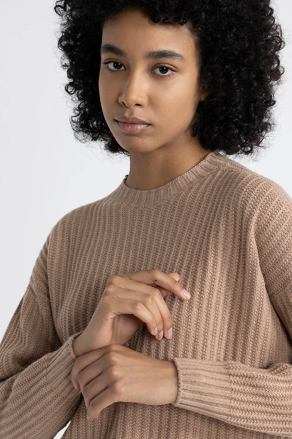 Peserico Maglia girocollo in lana, seta e cashmere con lurex Nuova
