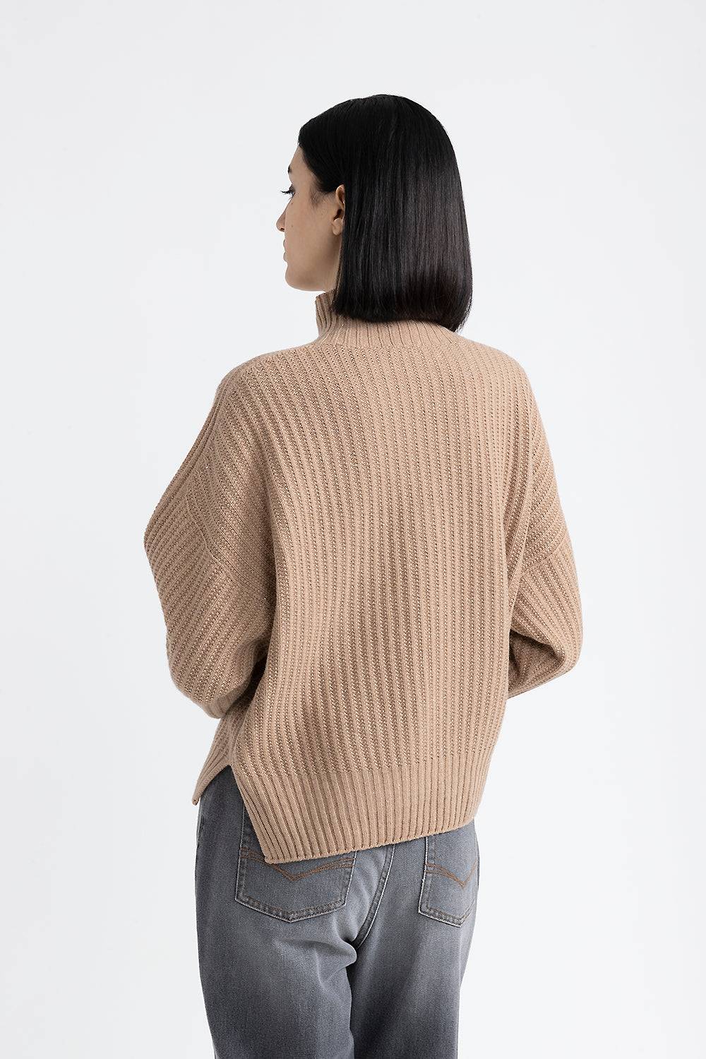 Peserico Maglia con collo a lupetto in lana, seta e cashmere con lurex Moda
