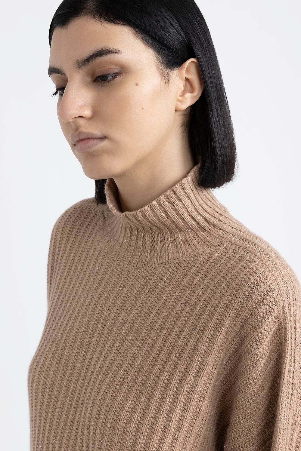 Peserico Maglia con collo a lupetto in lana, seta e cashmere con lurex Moda