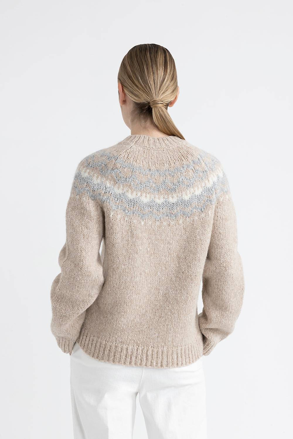 Peserico Maglia jacquard in lana e alpaca con micropaillettes 2025