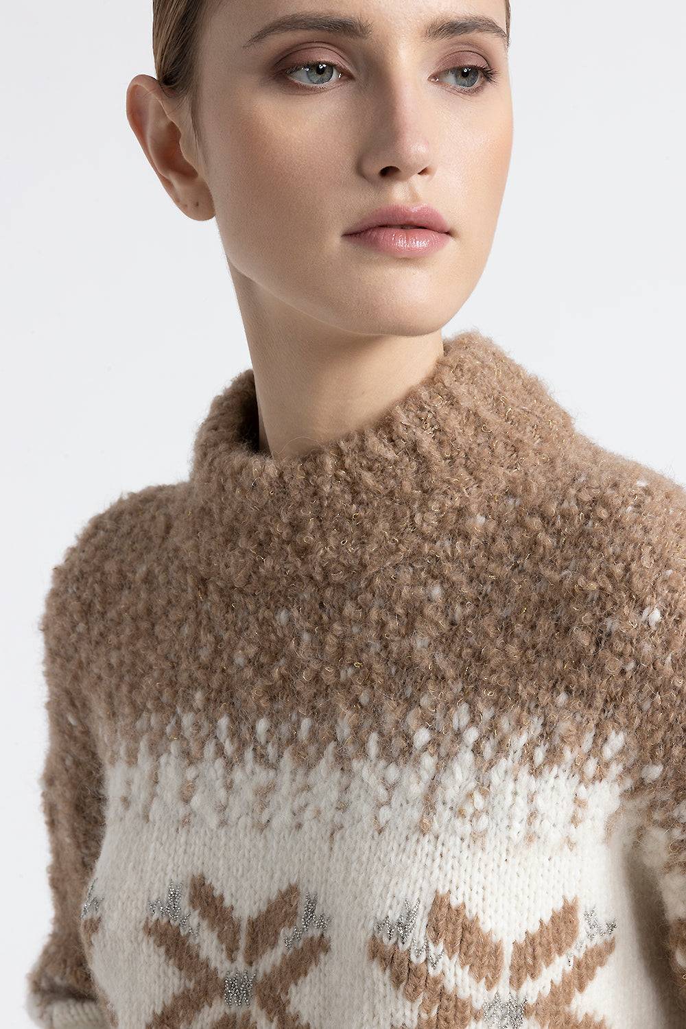 Peserico Maglia girocollo in alpaca, lana e paillettes Offerta