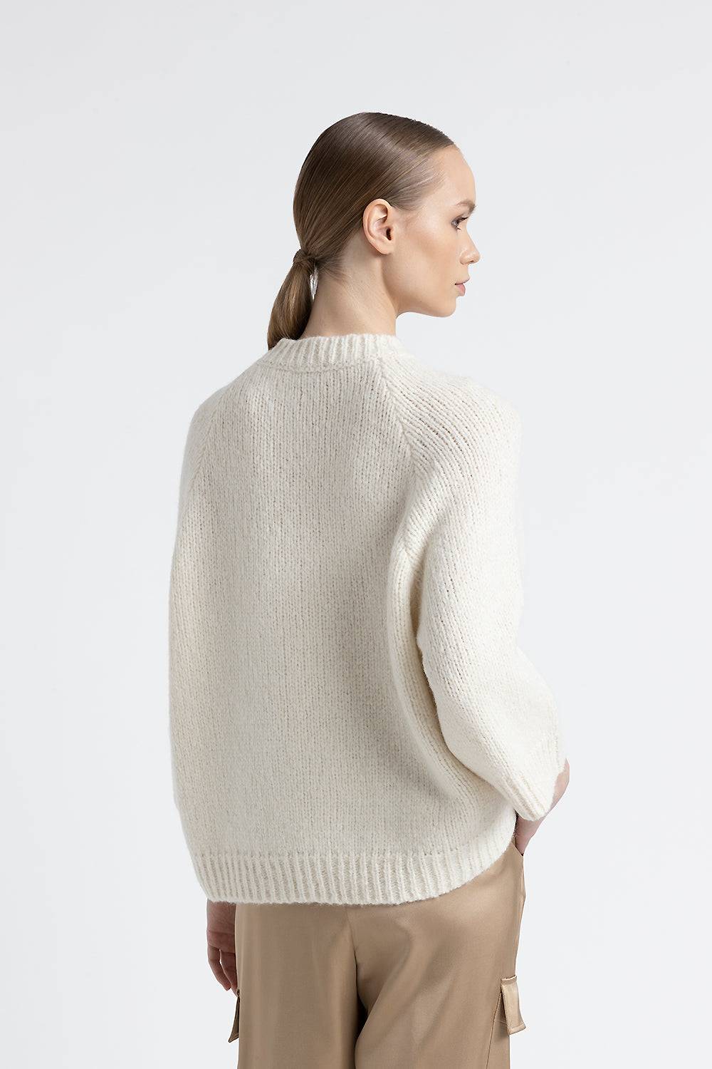 Peserico Maglia crop con ricamo in alpaca e lana Nuovo