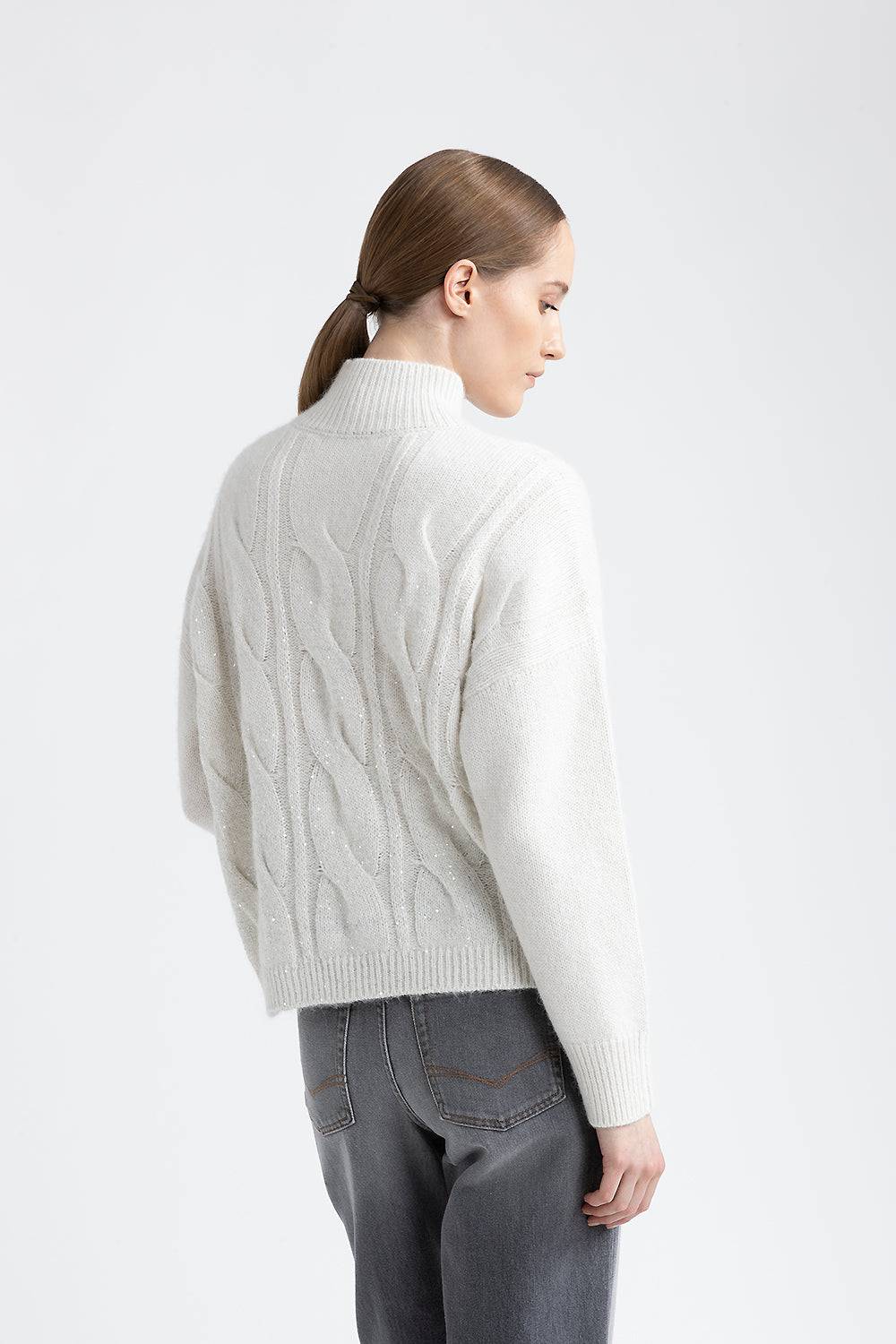 Peserico Maglia a coste e trecce in lana, seta, cashmere Promozione