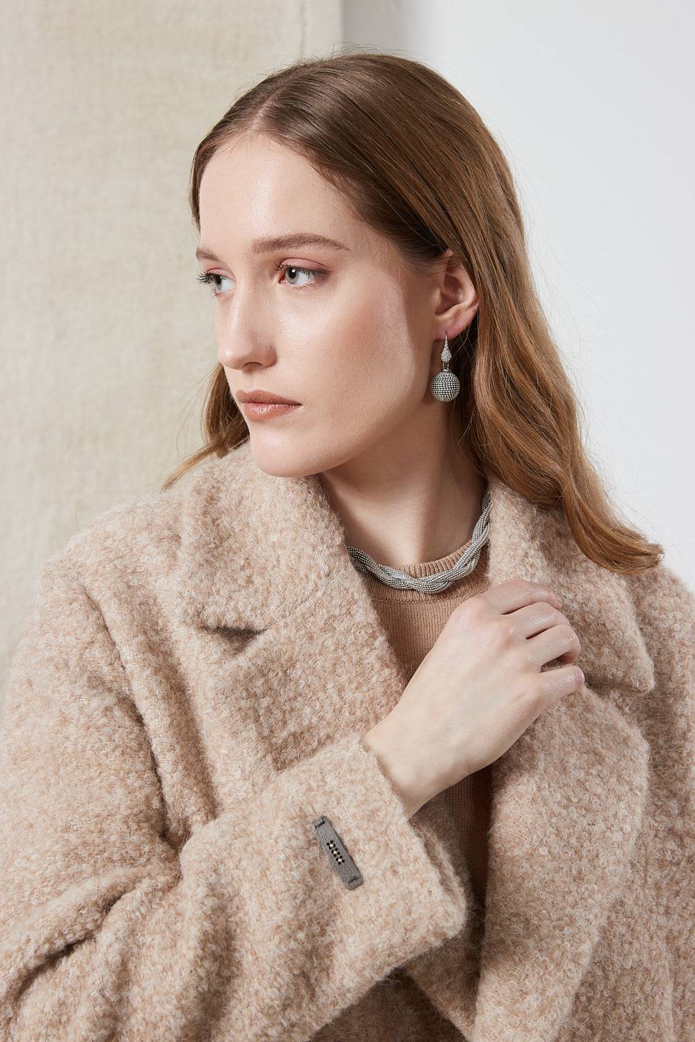 Peserico Blazer crop in panno bouclé di lana e alpaca Fino Al -60%