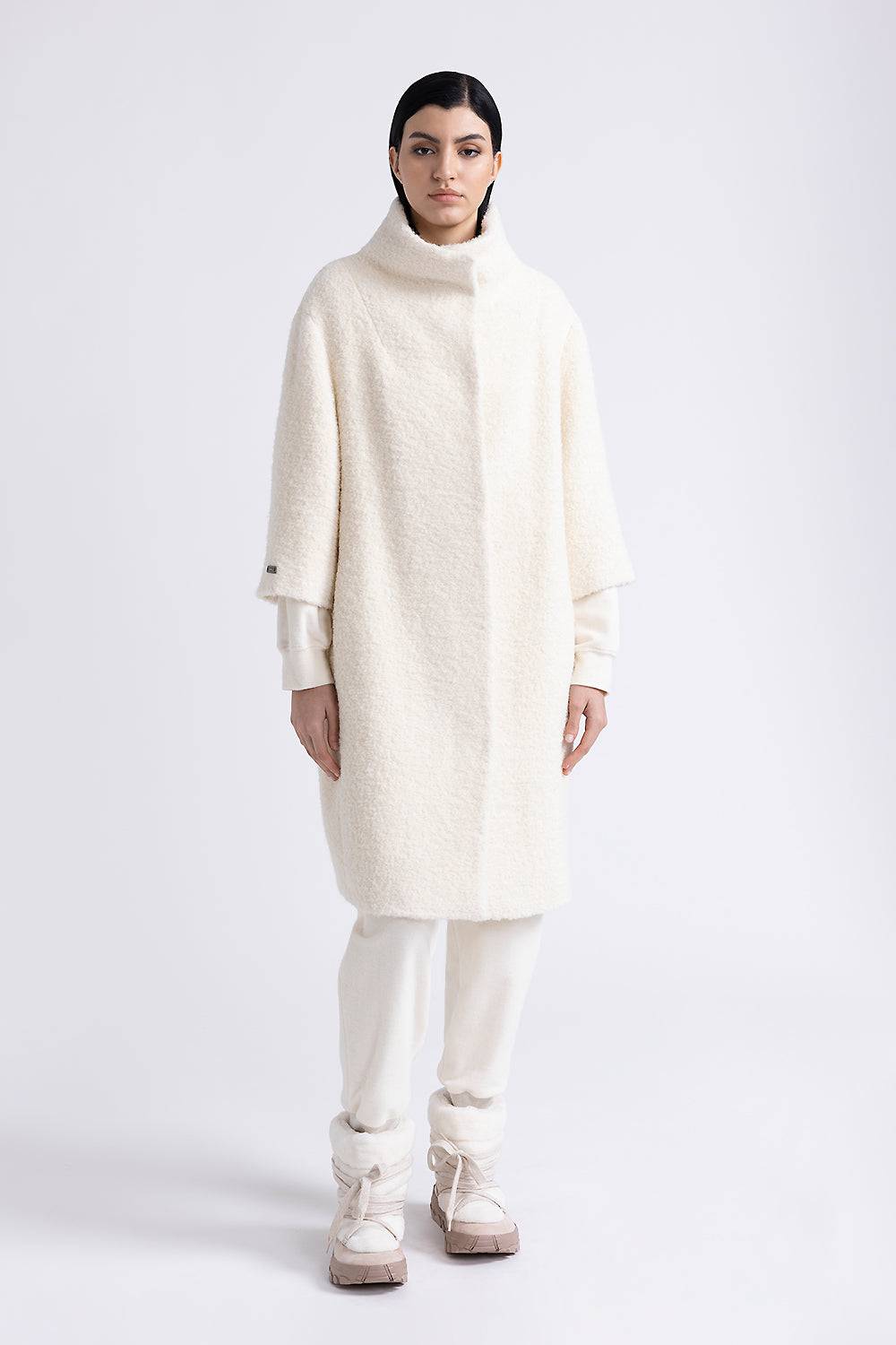 Peserico Cappotto in panno bouclè in lana e alpaca