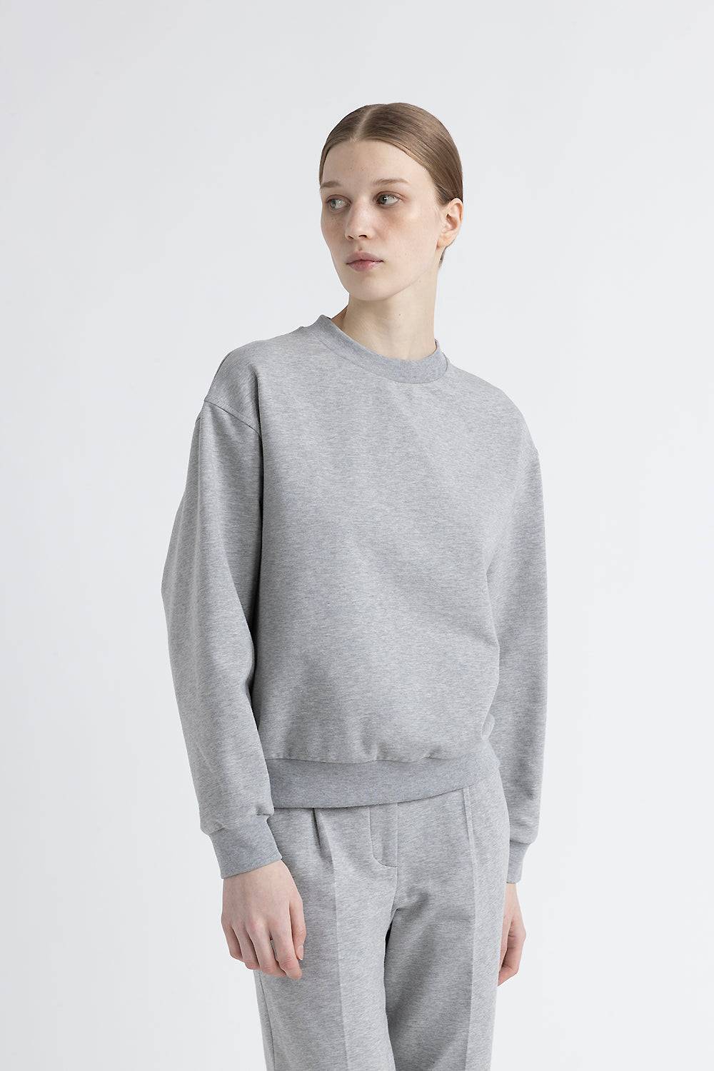 Peserico Felpa girocollo in cotone stretch smerigliato