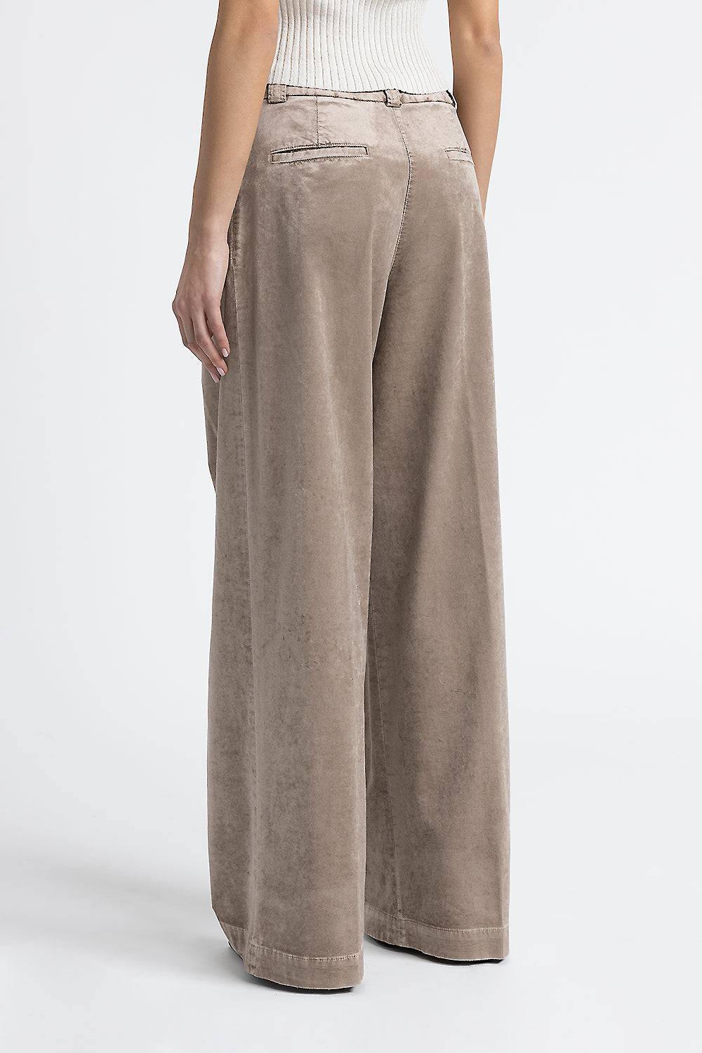 Peserico Pantalone palazzo con pince in velluto a coste Saldi Di Fabbrica