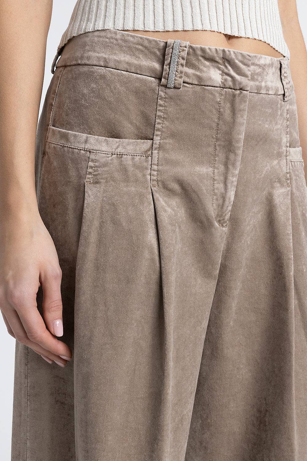 Peserico Pantalone palazzo con pince in velluto a coste Saldi Di Fabbrica