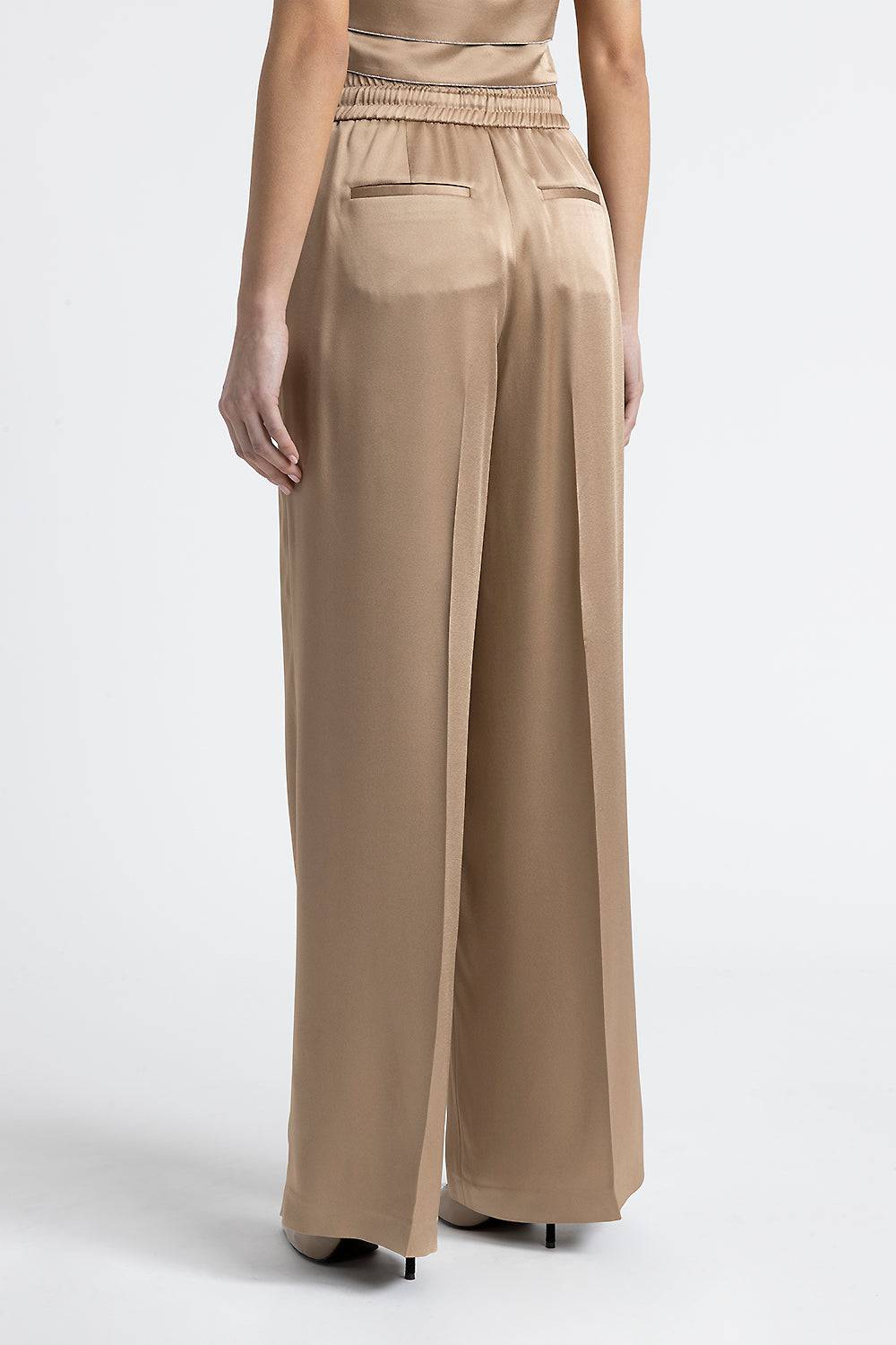 Peserico Pantalone palazzo satinato con Punto Luce Vendite Flash