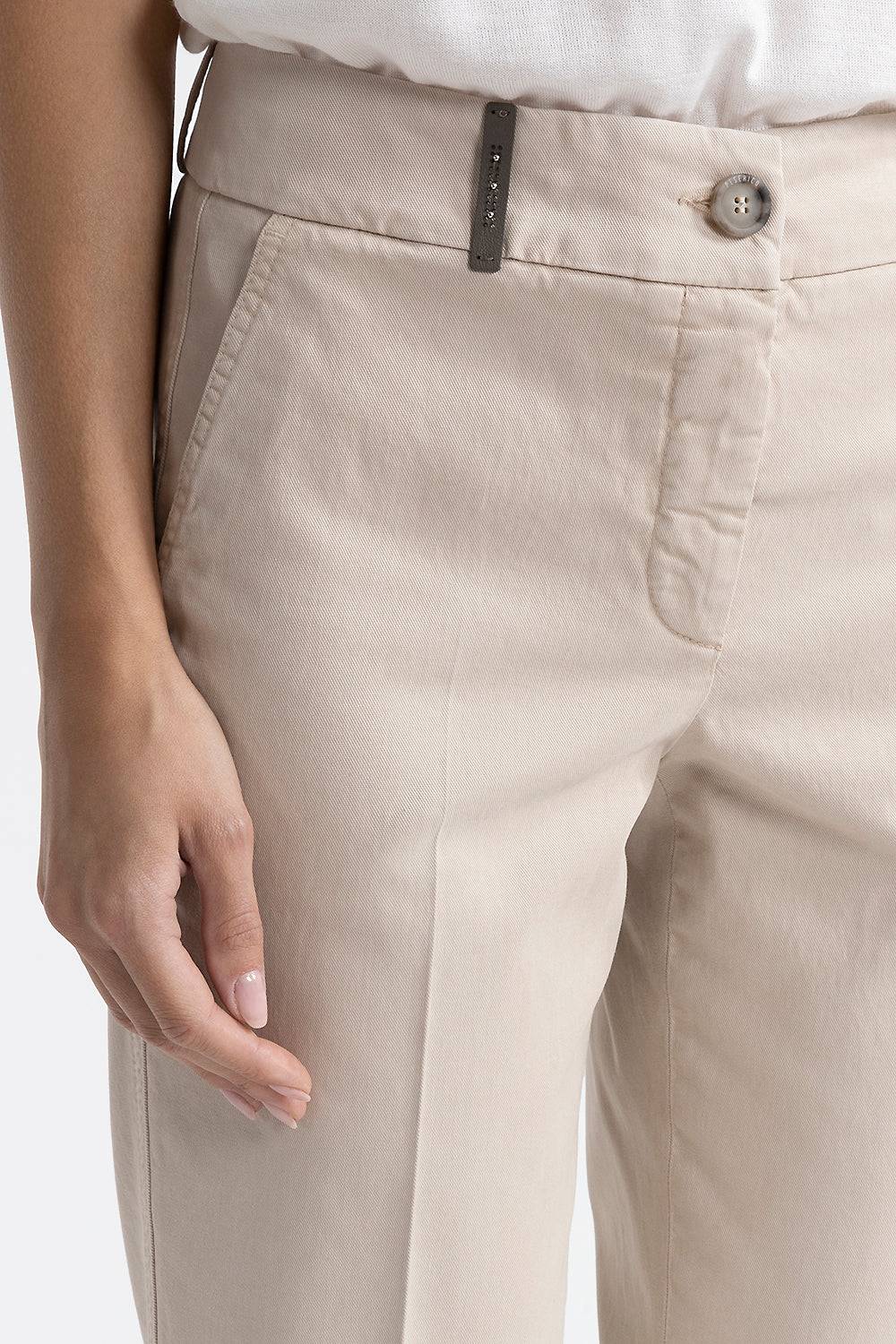 Peserico Pantalone a sigaretta in gabardina mano pesca Italy