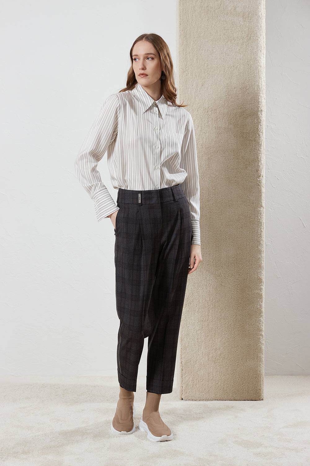 Peserico Pantalone a sigaretta in pura lana In Linea