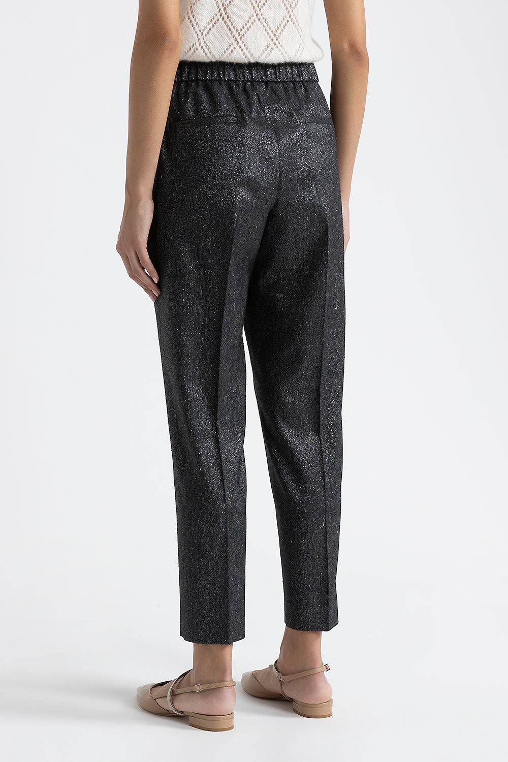 Peserico Pantalone carrot con elastico in tweed lurex Vendita