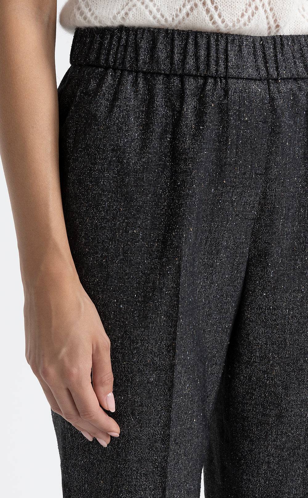 Peserico Pantalone carrot con elastico in tweed lurex Vendita