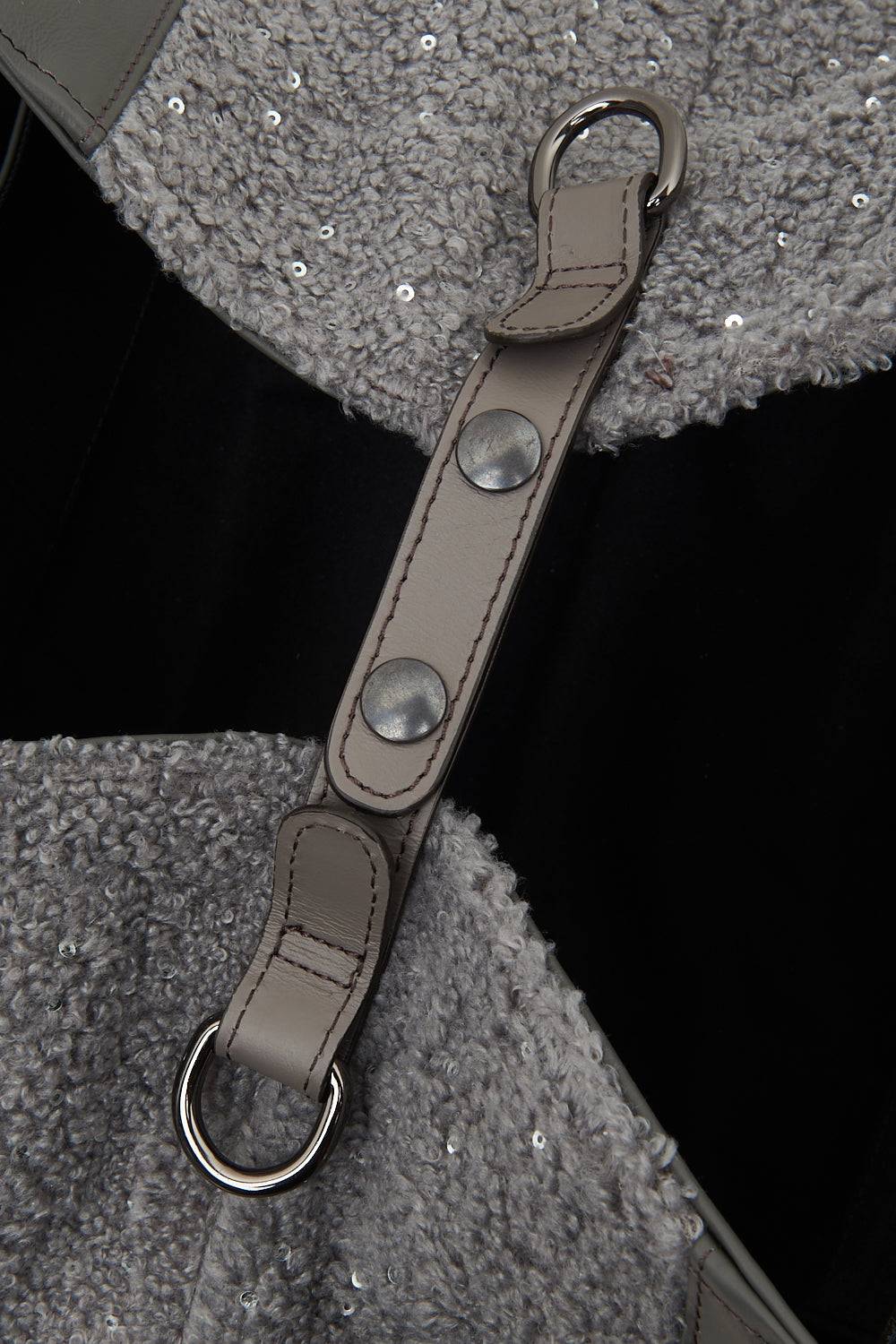 Peserico Borsa shopping in eco-pelliccia con paillettes e Punto Luce Sottocosto