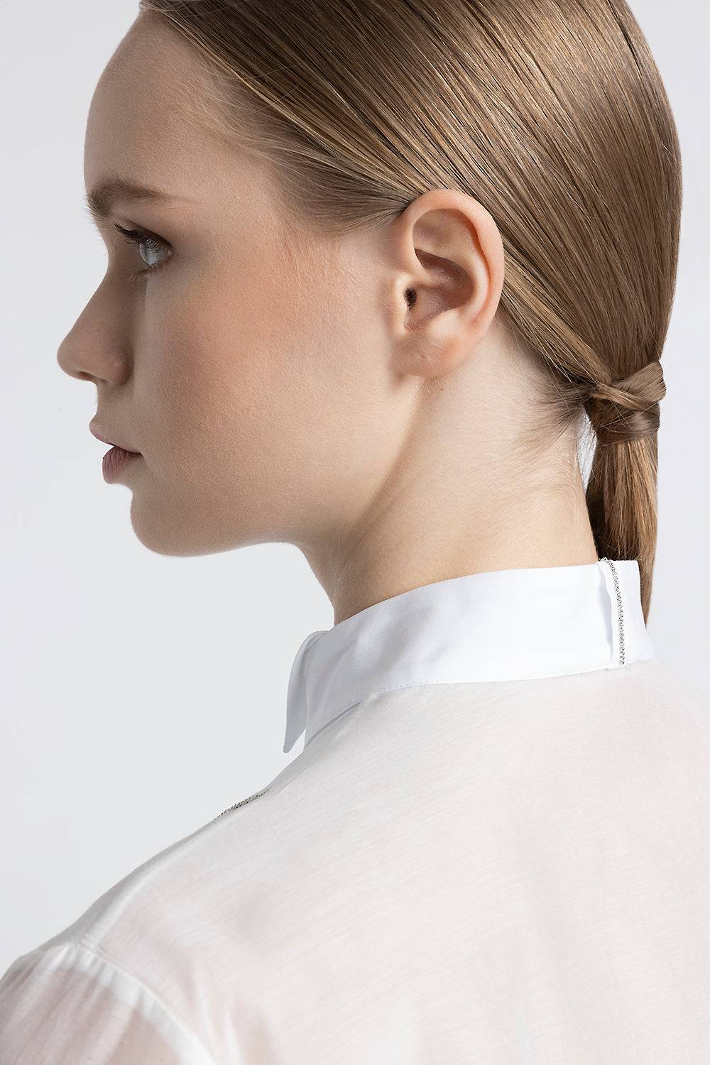 Peserico Camicia in cotone e seta con collo a smoking Presa