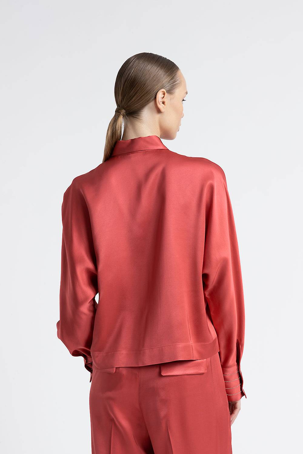 Peserico Camicia in raso di viscosa over e crop Sconto