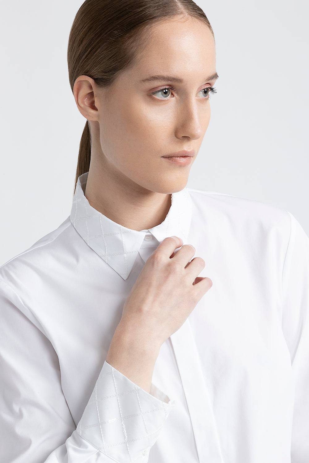 Peserico Camicia in popeline di cotone con paillettes Economico