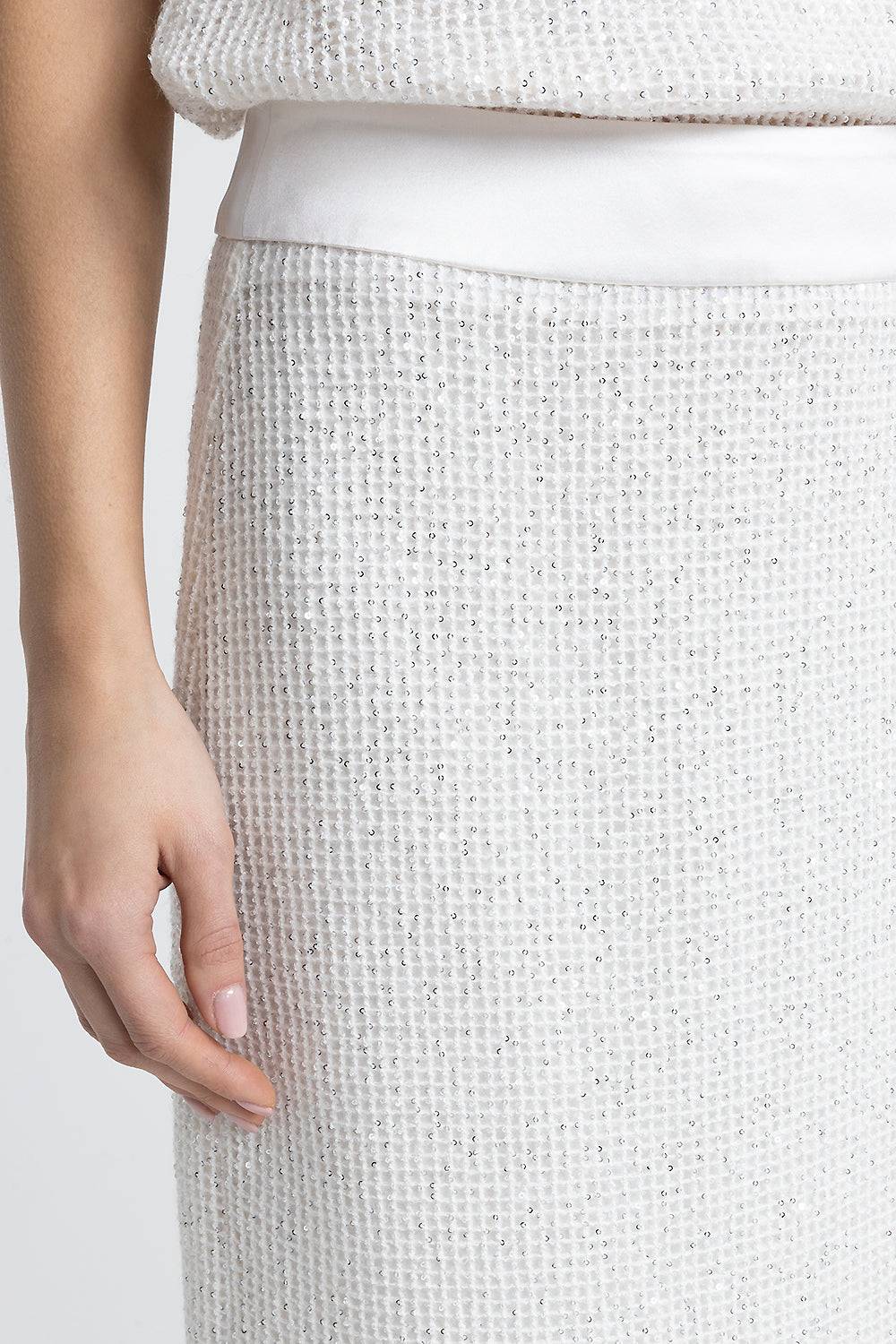Peserico Gonna lunga in rete di lana, mohair e seta con paillettes Vendita