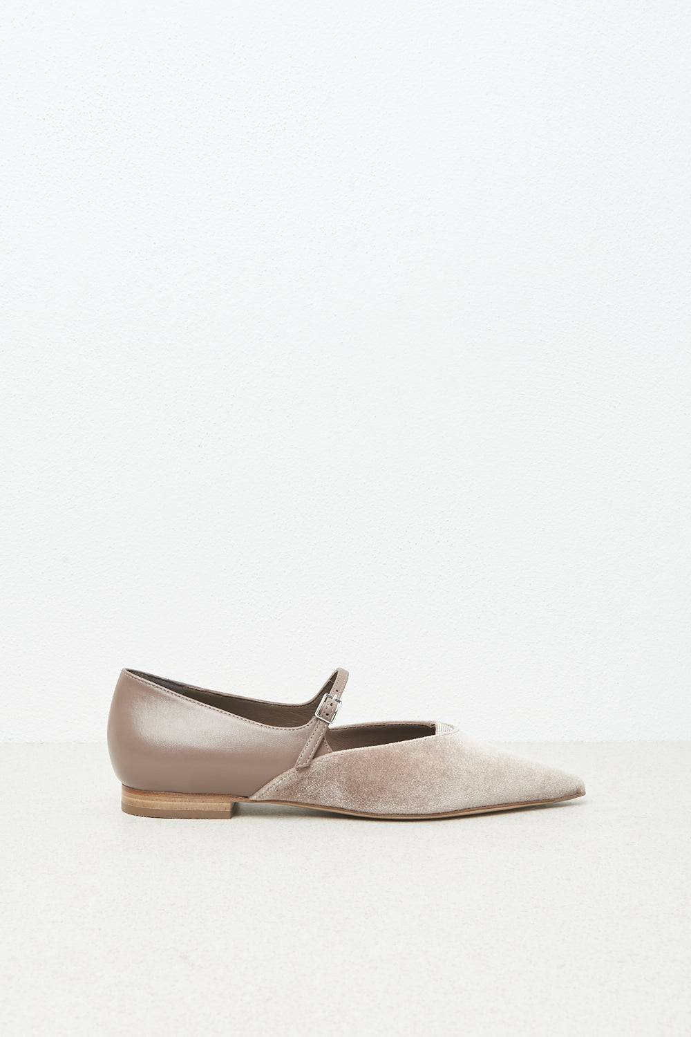 Peserico Ballerina flat in velluto e pelle Qualità Garantita