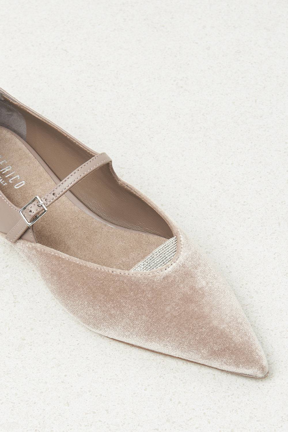 Peserico Ballerina flat in velluto e pelle Qualità Garantita