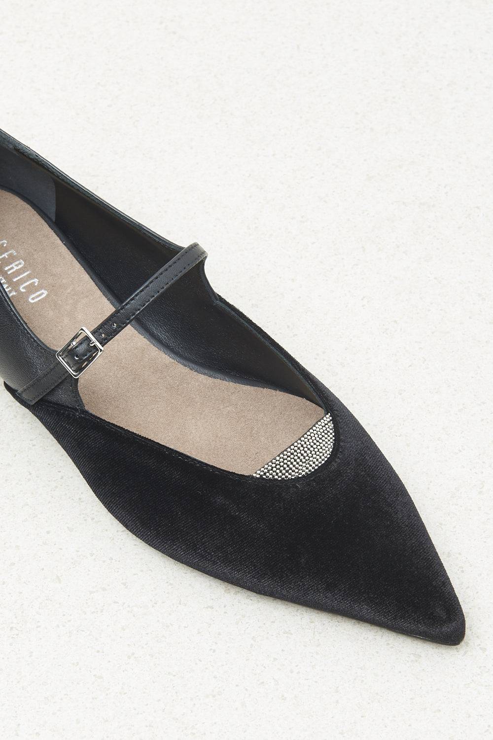 Peserico Ballerina flat in velluto e pelle Negozi Online