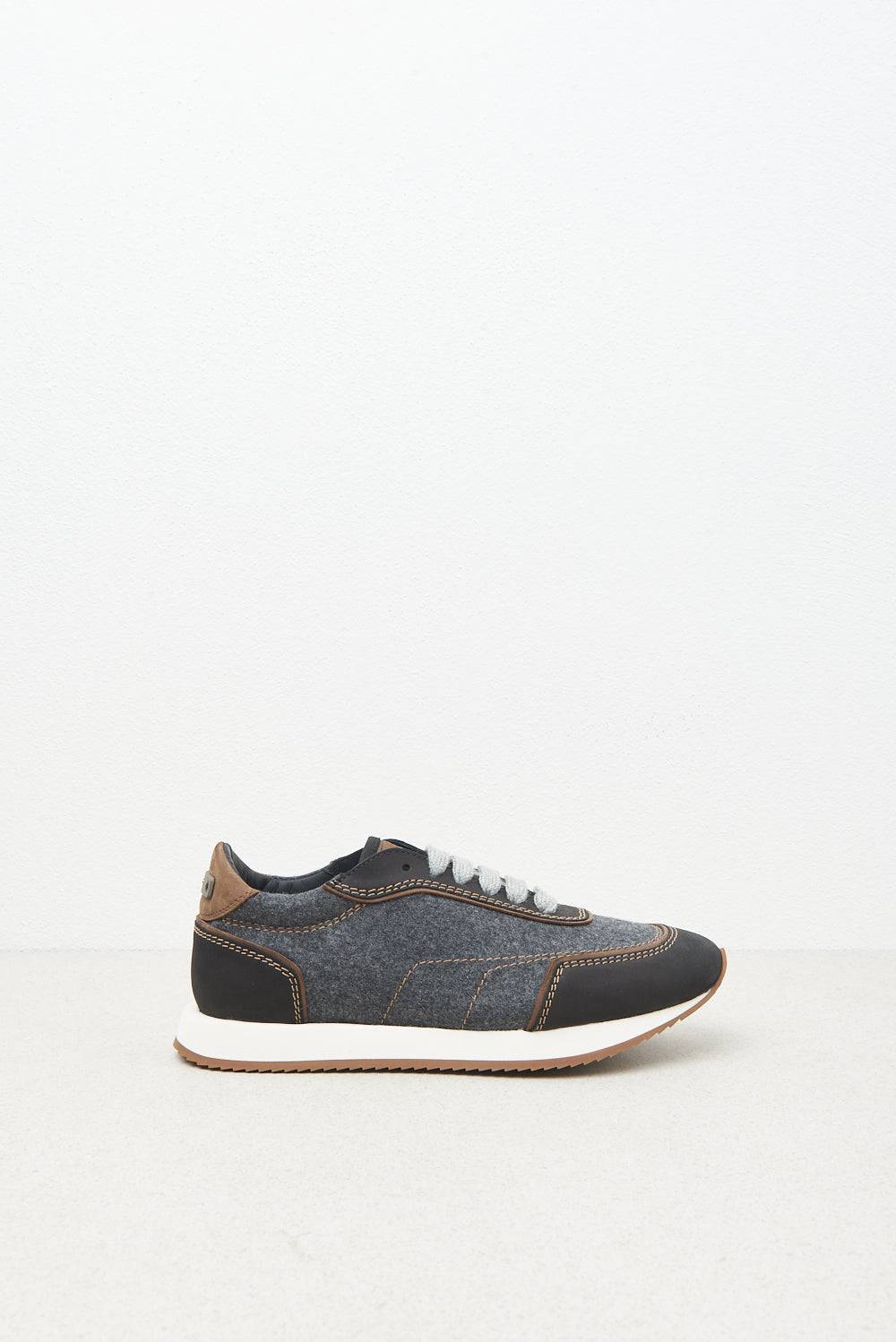 Peserico Sneakers vera pelle con feltro e lana Presa