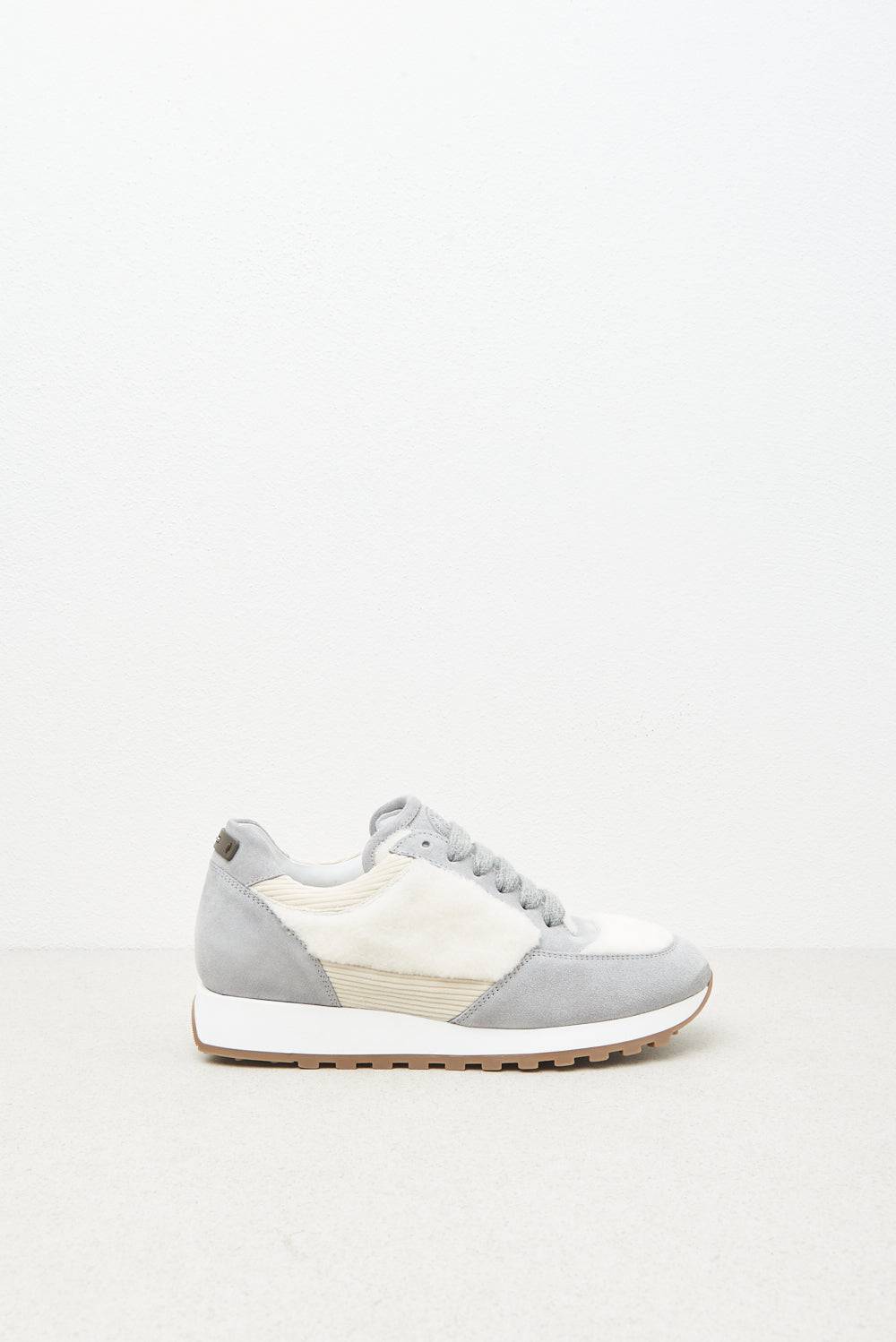 Peserico Sneakers in vera pelle e eco-pelliccia Sconto