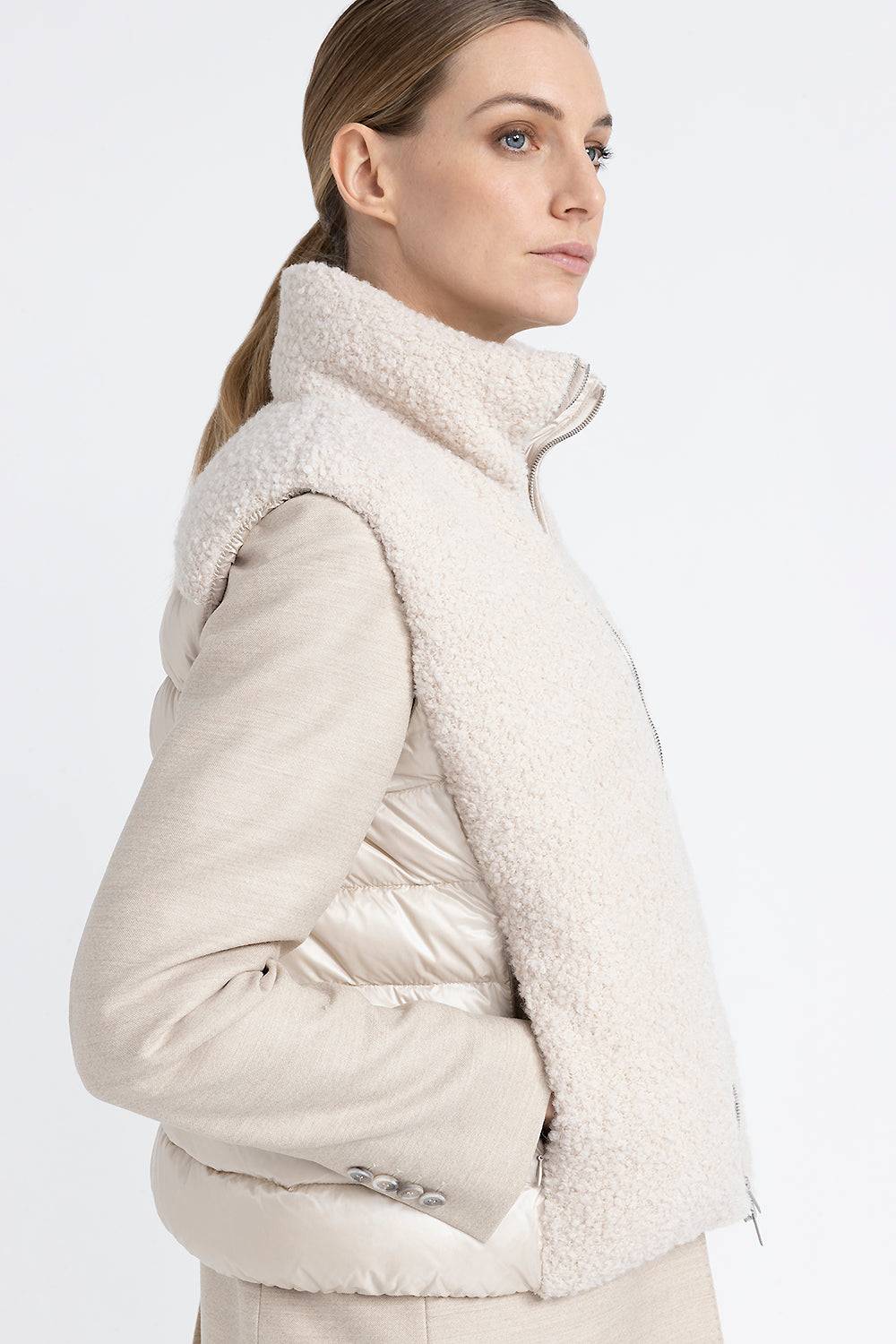 Peserico Gilet in piuma e panno bouclé di lana vergine e alpaca In Saldo