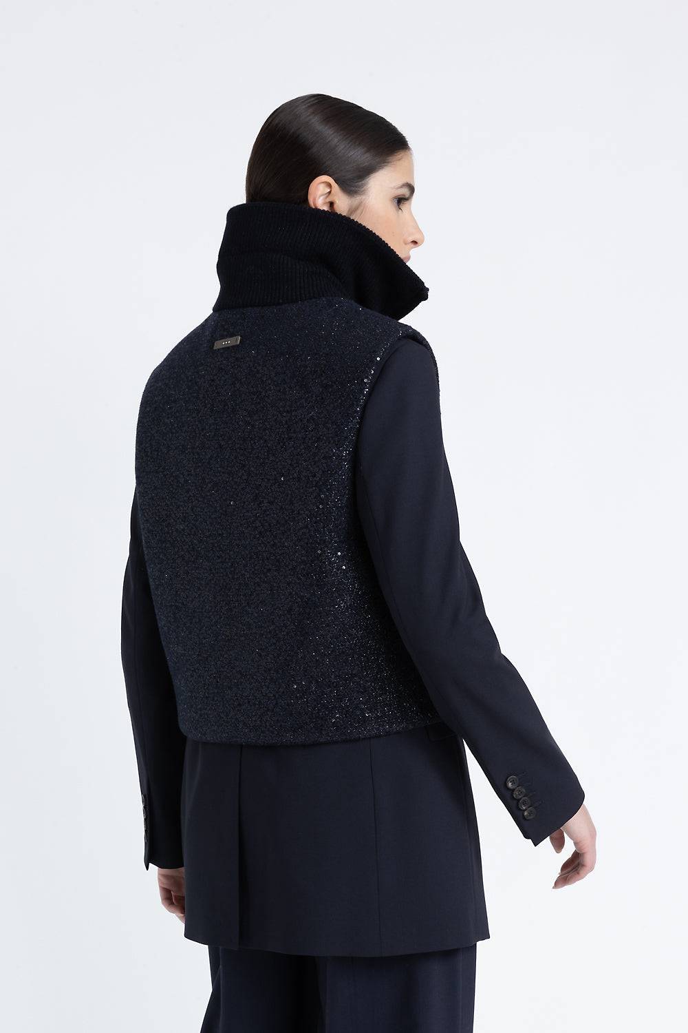 Peserico Gilet imbottito in panno lurex con paillettes Moda