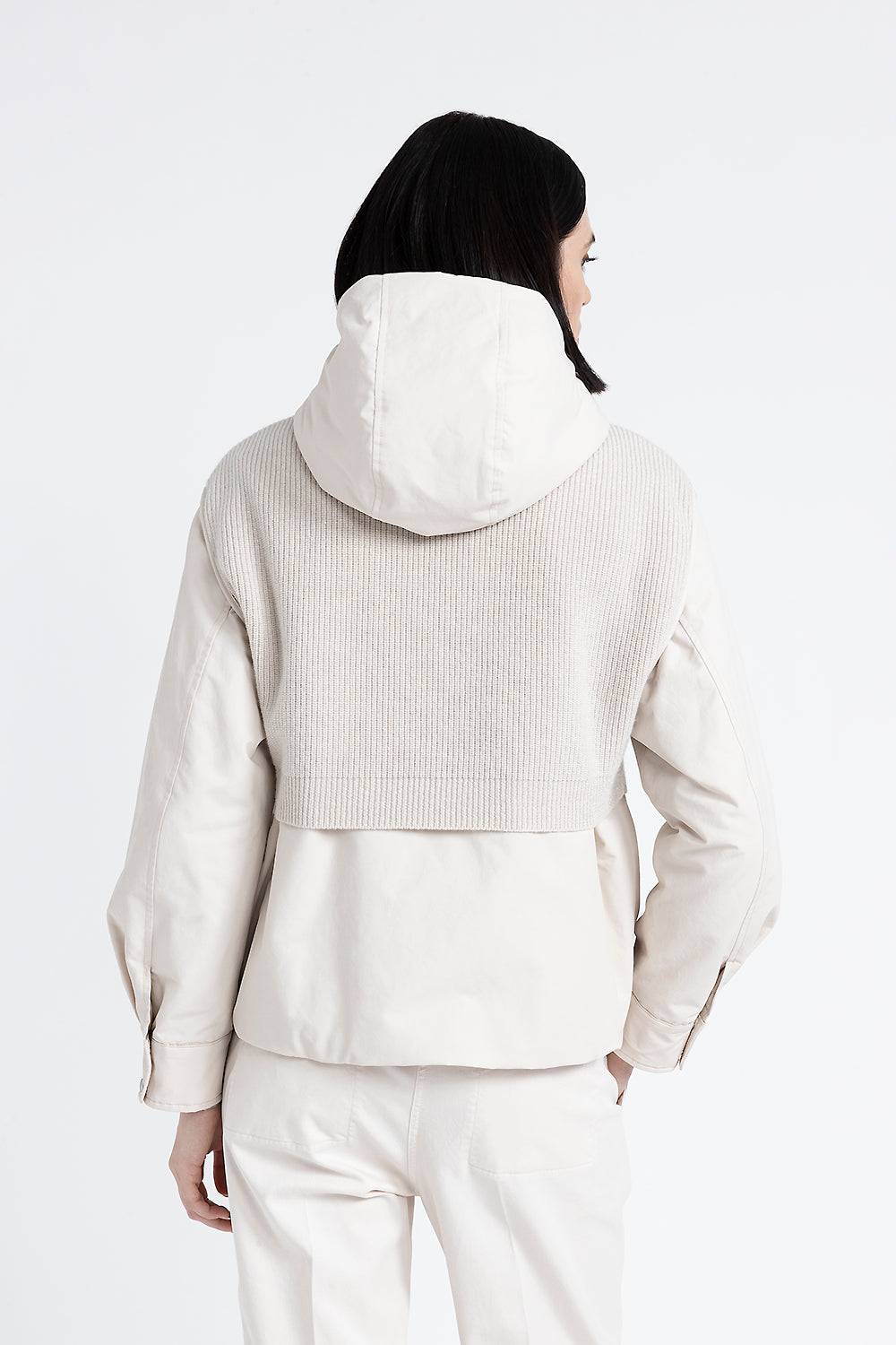 Peserico Giubbino con cappuccio in cotone tecnico, lana e cashmere 2025