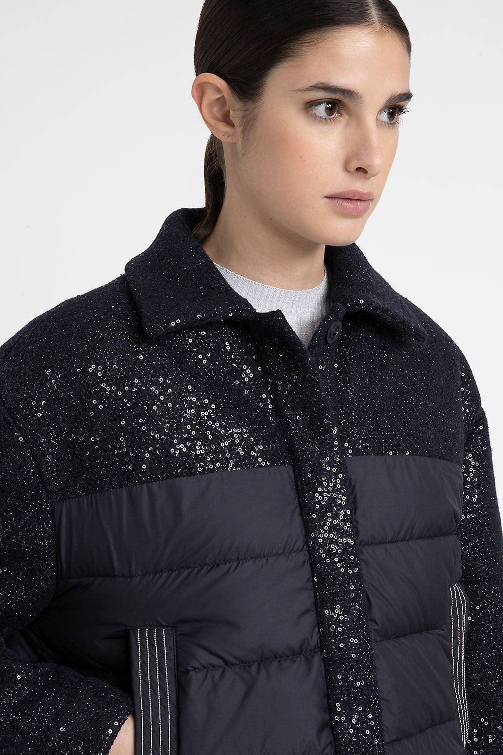Peserico Piumino in panno lurex con paillettes Vendita