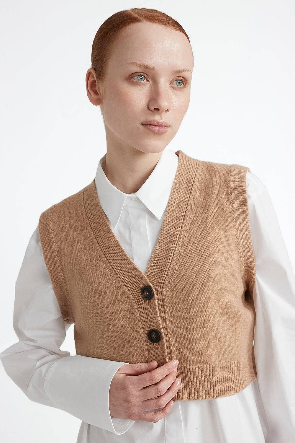 Peserico Gilet con bottoni lana merinos extrafine e cashmere Novità