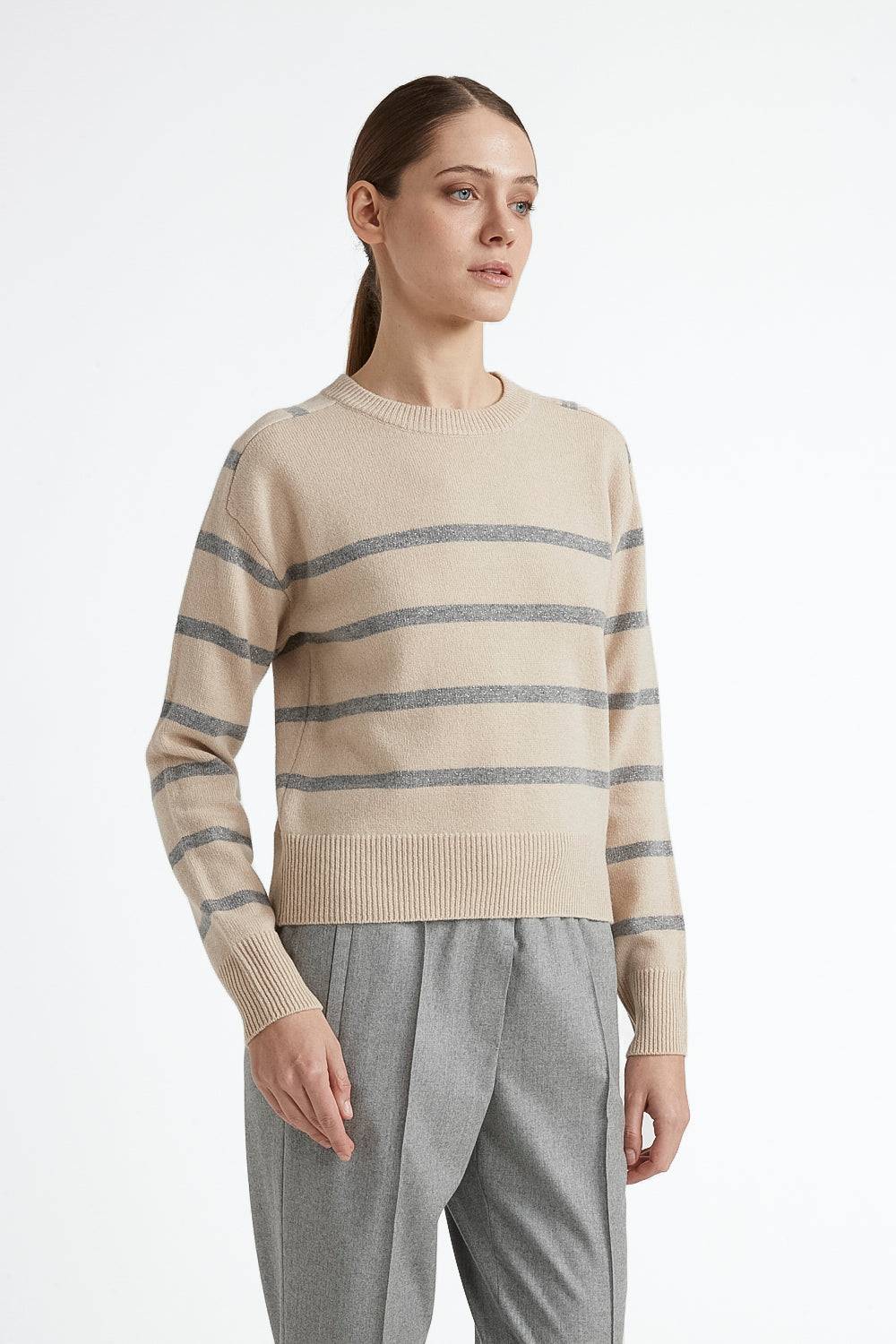 Peserico Maglia in lana e chashmere con righe in lurex Presa