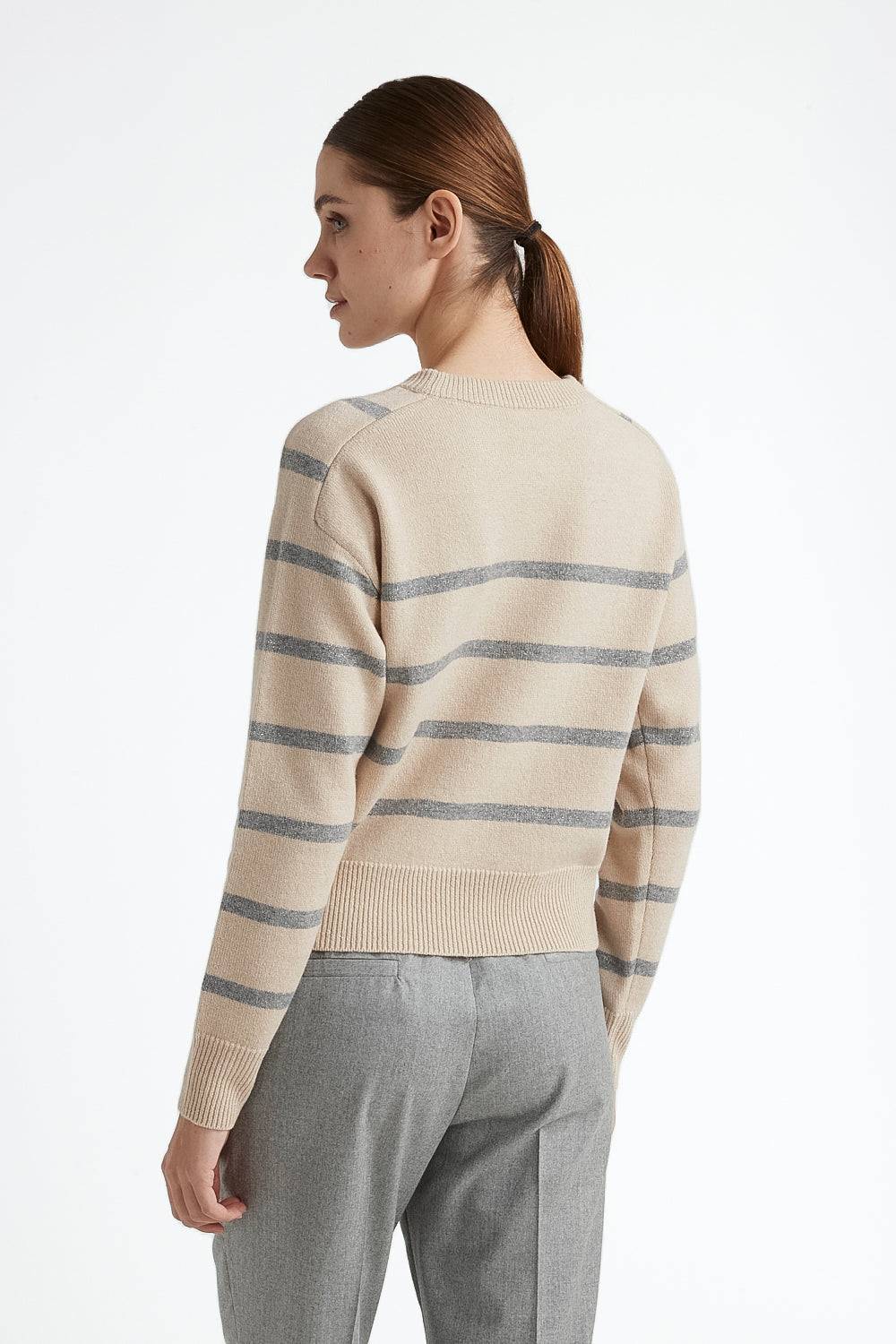 Peserico Maglia in lana e chashmere con righe in lurex Presa