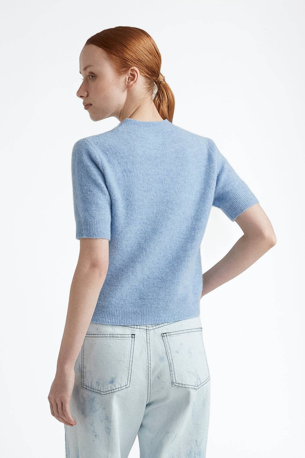 Peserico Maglia maniche corte in filato d'alpaca e lana stretch In Vendita