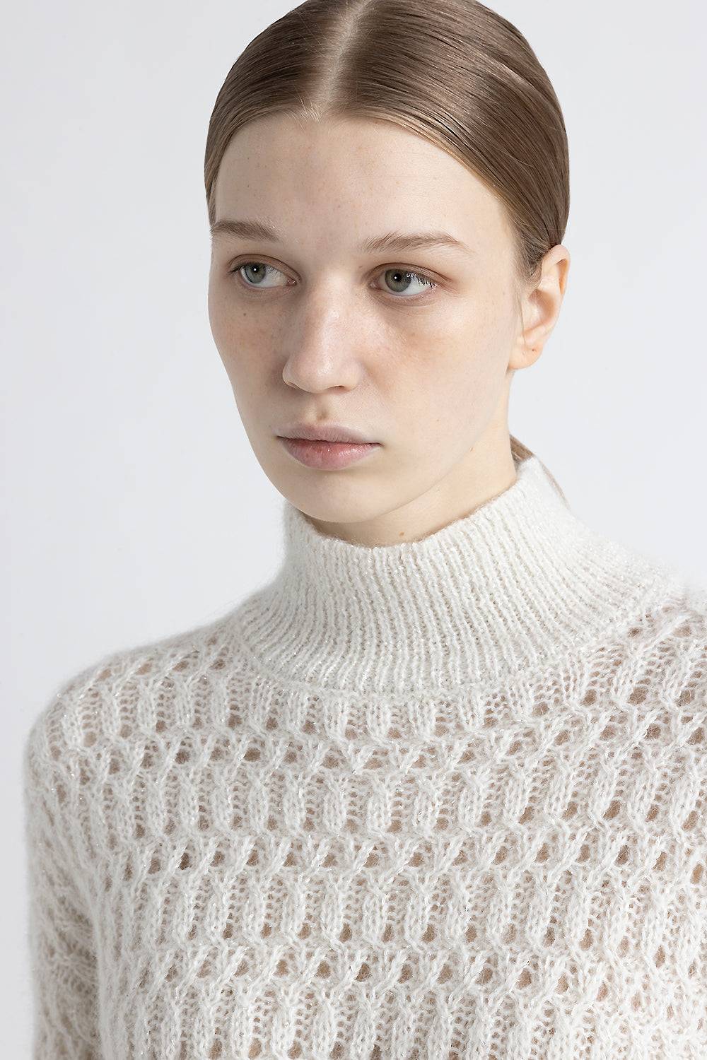 Peserico Maglia collo alto in lana d'alpaca intrecciata Offerte