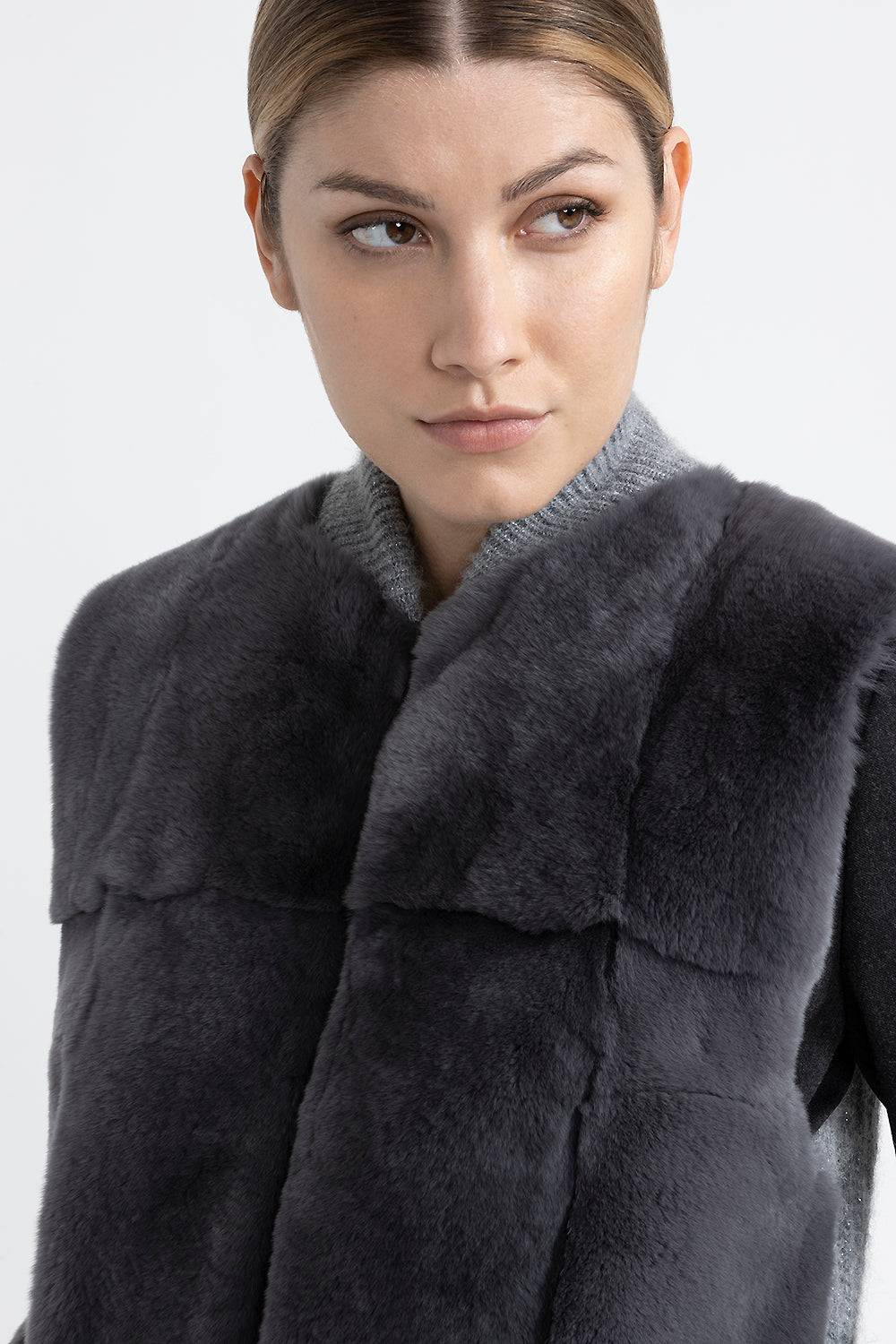 Peserico Gilet in tricot e pelo Vendita Calda
