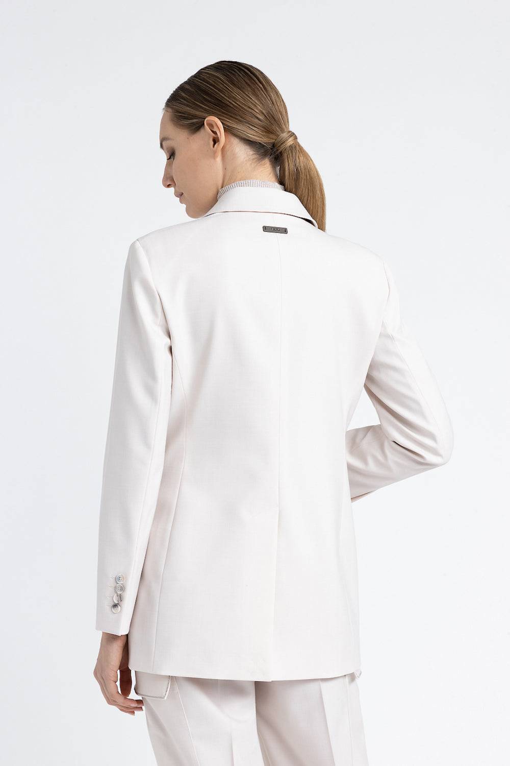 Peserico Blazer doppiopetto in twill di lana tecnica Saldi Di Fabbrica