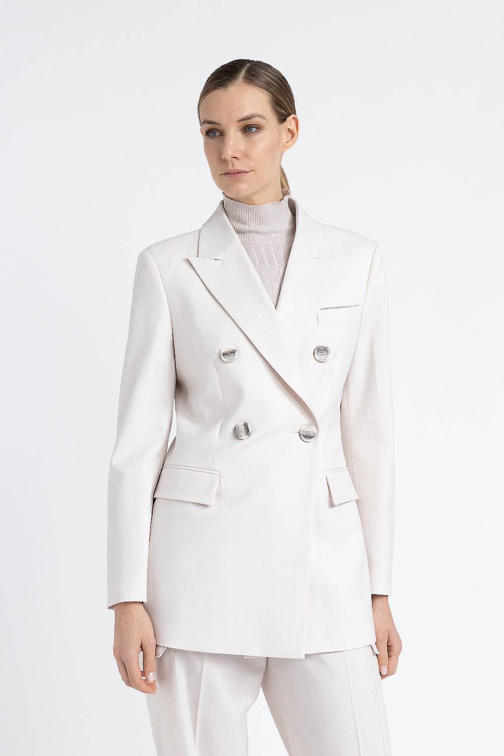 Peserico Blazer doppiopetto in twill di lana tecnica Saldi Di Fabbrica