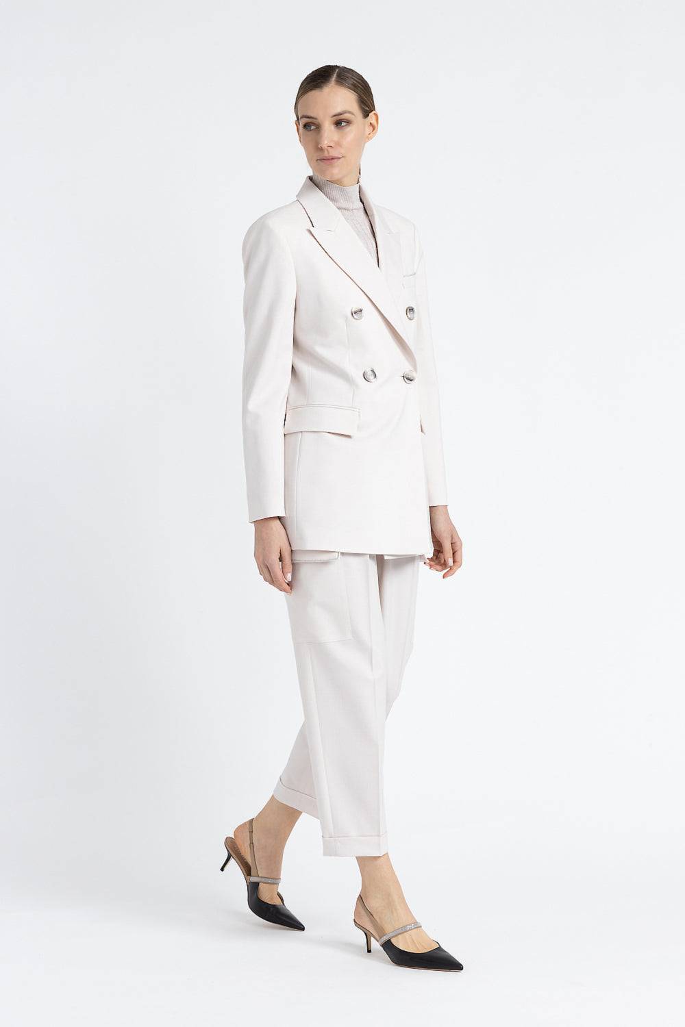 Peserico Blazer doppiopetto in twill di lana tecnica Saldi Di Fabbrica