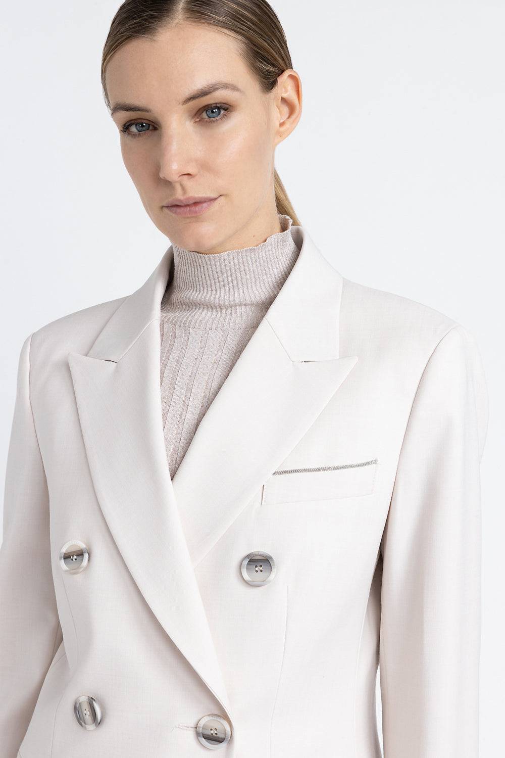 Peserico Blazer doppiopetto in twill di lana tecnica Saldi Di Fabbrica