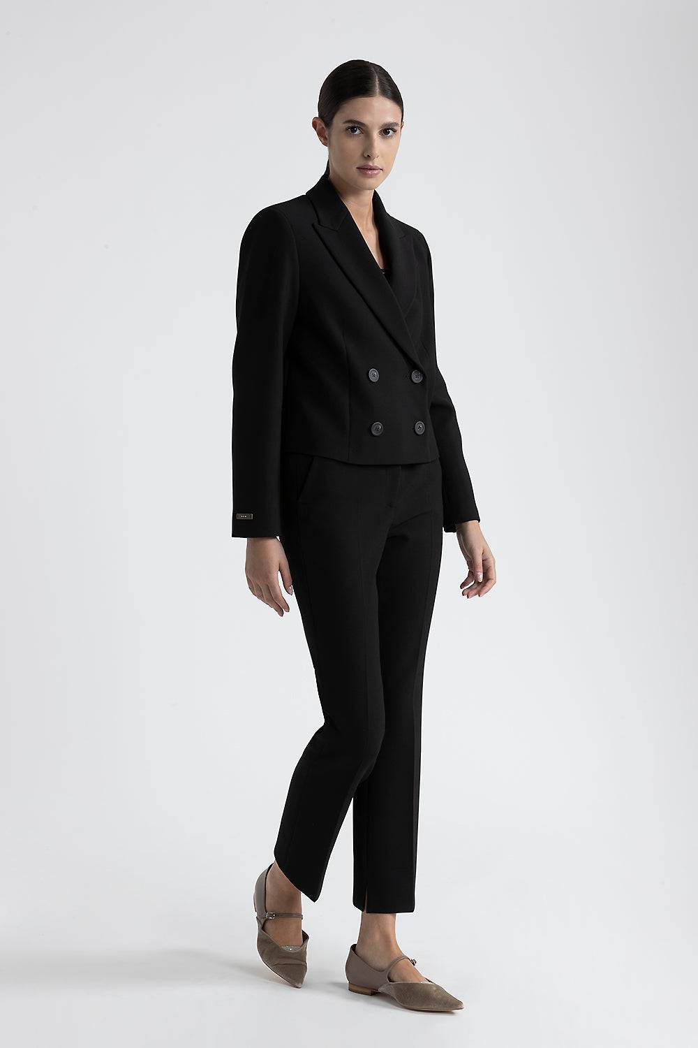 Peserico Blazer doppiopetto crop in viscosa e cotone In Saldo