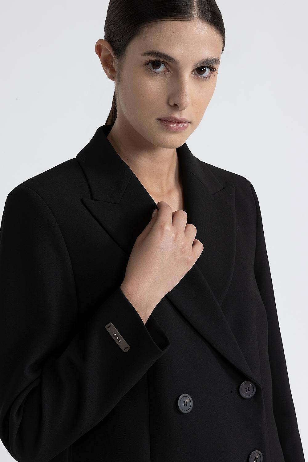 Peserico Blazer doppiopetto crop in viscosa e cotone In Saldo