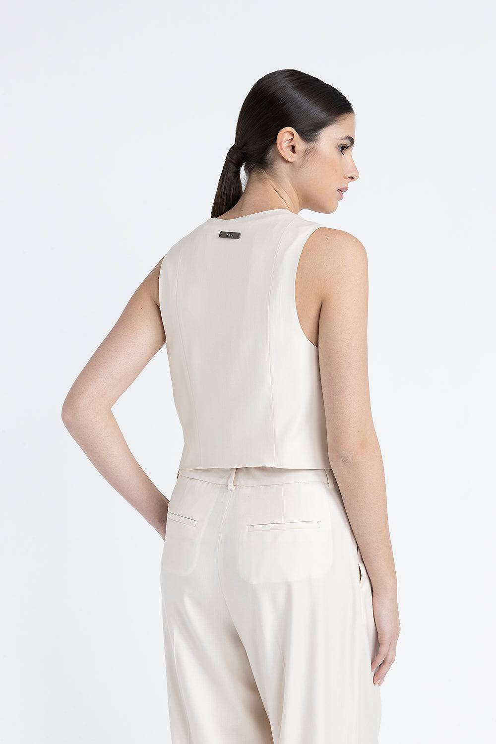 Peserico Gilet monopetto tre bottoni in twill di lana viscosa Moda