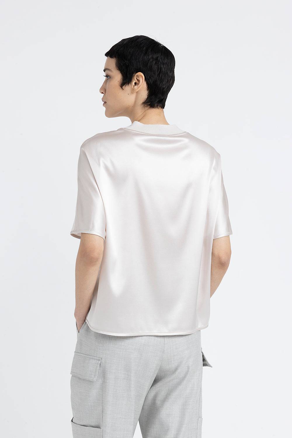 Peserico T-shirt girocollo in raso di seta 2025