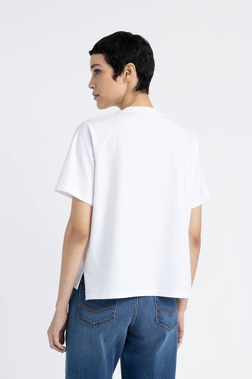 Peserico T-shirt in jersey di cotone con ricamo 2025