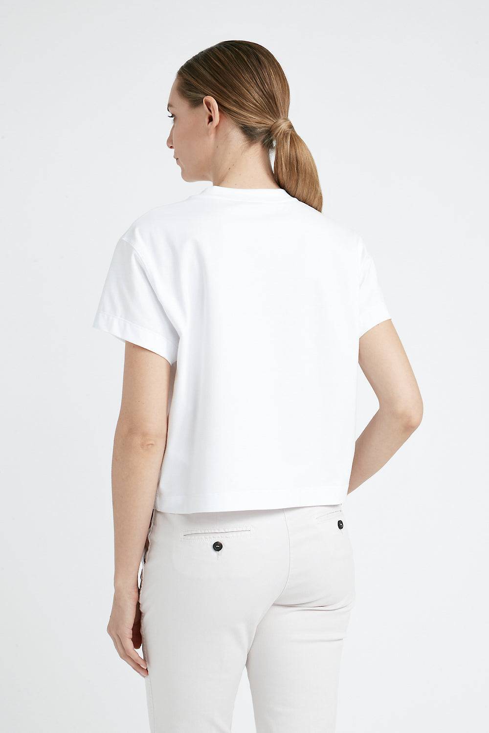 Peserico T-shirt in jersey di cotone con ricamo In Linea